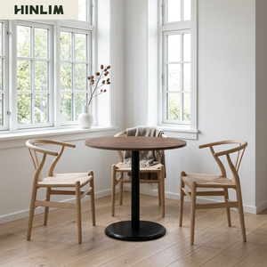 Table à manger ronde scandinave durable avec plateau en bois et pieds en bois, design minimaliste, 2 places, mobilier moderne pour la maison, l'hôtel et la salle à manger - Product Image 5