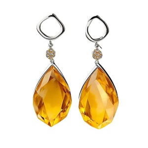Fashion Jewelry Yellow Onyx <b>Earrings</b> Women 925 Sterling <b>Silver</b> <b>Long</b> Drop <b>Earrings</b> for Women - Product Image 1