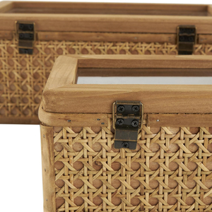 Elegant and functional, this new set of 2 rattan wood <b>boxes</b> is handcrafted in Vietnam and offered at competitive wholesale rates - Product Image 2