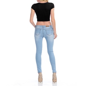 Women's <b>Black</b> Scoop Neck <b>Crop</b> <b>Top</b> <b>Short</b> <b>Sleeve</b> Slim Fit Casual Knitted Spandex Polyester Breathable Spring Summer Wear - Product Image 5