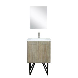 Rustic Acacia <b>Bath</b> Vanity with 24 In. W X 20 In. D White Quartz Top 18 In. <b>Mirror</b> Brushed Nickel Faucet Set 24 In. W X 20 In. D - Product Image 1