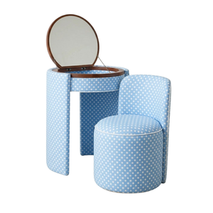 Modern Beauty Pink Dot <b>Vanity</b> <b>Table</b> <b>Corner</b> <b>Vanity</b> for Make Up Cheap Prices with Mirror & Chair Set Oak Wood Bulk Supplier - Product Image 5