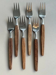 Ensemble de fourchettes et de spatules à salade en bois avec têtes en acier inoxydable, écologiques, compatibles lave-vaisselle, micro-ondes et four - Product Image 3