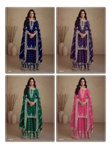 Invierno atemporal estilo elegante pesado Semi-Chinon seda Shalwar Kameez codificación bordado Santoon forro para adultos indio paquistaní - Product Image 6