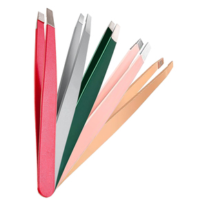 Custom Eyebrow Tweezers Slanted Tip Premium Quality Brow Wholesale Tweezers Precision Hair Removal <b>Tool</b> Private Logo OEM Supply - Product Image 1