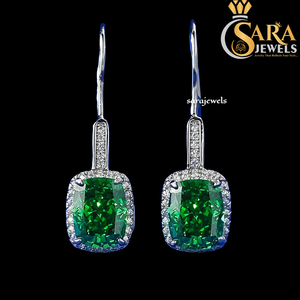 High Demand <b>Cushion</b> Cut Moissanite Drop Earrings 925 Silver Rhodium Plated Classic Women's Wedding Jewelry From India - Product Image 5