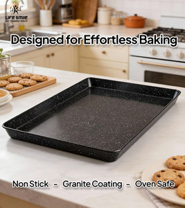 Plaque de cuisson rectangulaire en acier au carbone de qualité supérieure avec revêtement antiadhésif en granit multicouche, compatible four et distribution uniforme de la chaleur - Product Image 2