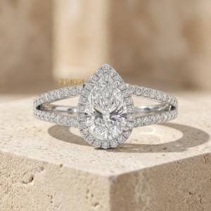 Bague de fiançailles en or 10 carats avec diamant de laboratoire taille poire, bague de mariage solitaire pour femme, bijoux fins en diamant sur mesure - Product Image 5