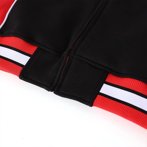 Chándal informal de invierno de alta densidad en tres colores (negro/rojo/blanco) con forro polar, talla grande, chaqueta de cierre completo para calentamiento y joggers ajustados. - Product Image 3