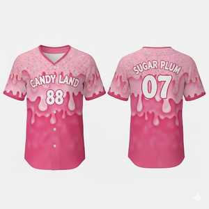 Kaos Baseball/Softball Pria Dewasa Desain Tetesan Baru Logo Tim Kustom Murni Grosir Bernapas Pakaian Olahraga 100% - Product Image 1