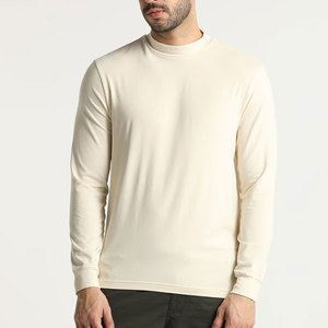 Camiseta de Cuello Alto de Punto para Hombre, Color Crema, Manga Larga, Estilo Casual, Corte Regular - Product Image 3