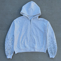 Sweat à capuche zippé surdimensionné avec strass 2026 |   Sweat-shirt de créateur lourd 400-600 GSM |   Fabrication sur mesure OEM