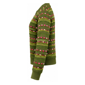 Cardigan en coton doux à col rond pour femme, vert olive, tricoté, manches longues, boutonné sur le devant, fournisseur en gros - Product Image 4