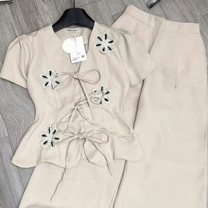 Two Piece Summer Casual Skinny Cotton Eco-Friendly Washable Women's Clothing <b>Set</b> Comfortable Natural Fashion Customized Long - Product Image 3