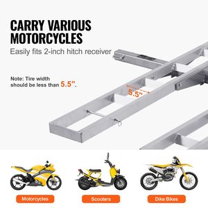 Rampa de Carga para Motocicleta de Aluminio de 600 LBS para 2 Motos, Soporte de Enganche para Remolcar Scooters, Motos de Cross y Motocicletas, Fácil de Usar - Product Image 6