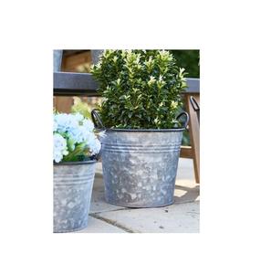 Maceta galvanizada de gran tamaño para decoración de plantas en interiores y exteriores con diseño rústico vintage estilo granja. - Product Image 1