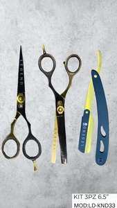 Tijeras de Barbero para Zurdos de Acero Inoxidable de Alta Calidad, Acabado Dorado, Hoja Afilada, para Entresacar, con Diseño de Mango de Dragón y Tornillo Rojo - Product Image 5