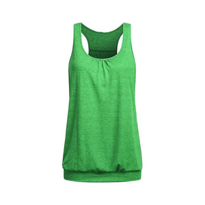 Débardeur en tricot vert uni pour femme, col rond, respirant, vêtement décontracté - Product Image 1