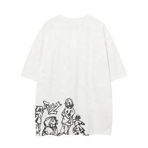 เสื้อยืดสตรีทแวร์ทรงโอเวอร์ไซส์ ไหล่ตก ผ้าคอตตอนหนา สำหรับผู้ชาย เสื้อยืดฤดูร้อน สกรีนโลโก้ได้ เสื้อเปล่าลำลอง แฟชั่นเสื้อผ้า - Product Image 1