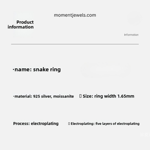 Silver Moissanite Snake Ring Open Band Claw Setting Light Luxury Jewelry for Wedding Gift Party - Product Image 6