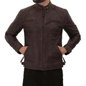 Veste pour homme de haute qualité, design personnalisé, en cuir d'agneau véritable, imperméable, style motard, fournisseur en gros, OEM, marque privée, mode - Product Image 6