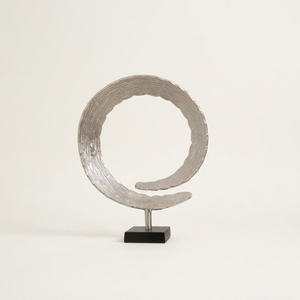 Creative Quality Black Aluminium Disc Sculpture With Elegant White Marble Base Handcrafted Metal Tabletop <b>Decor</b> For Living Room - Product Image 4