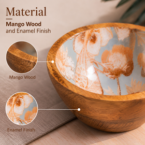Bol de service vintage en bois de manguier émaillé, fait main, sûr pour les aliments, pour salade, fruits, collations, décoratif, pour cuisine, salle à manger, cadeau - Product Image 4
