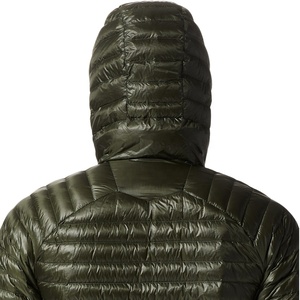 Veste d'hiver pour homme à capuche en duvet, légère, coupe-vent, décontractée, pour l'extérieur, fermeture éclair, coupe ajustée, couleur verte - Product Image 2