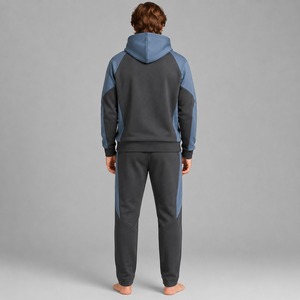 Ensemble de survêtement sportif pour homme, coupe ajustée, 2 pièces, avec capuche, personnalisable, 100% coton, léger, pour l'entraînement - Product Image 3