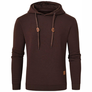Sudadera con Capucha para Hombre, Tejido Waffle Marrón, Corte Regular, Estilo Casual para Otoño - Product Image 1