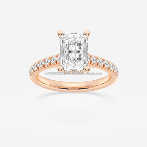 Anillo personalizable de diamante de laboratorio de oro amarillo blanco de 10K, 14K, 18K, certificado IGI, anillo de compromiso de diamante cultivado en laboratorio de joyería CVD - Product Image 1