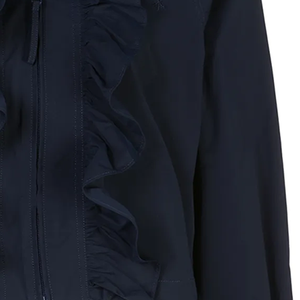 Chaqueta Cortavientos Impermeable Azul Marino con Volantes para Ceremonia de Apertura, con Capucha, de Nailon, Cremallera Frontal, Puños Elásticos, Tallas Grandes - Product Image 3