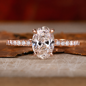 Anillo de Compromiso con Diamante VVS Cultivado en Laboratorio, Corte Ovalado, Oro Blanco, Oro Rosa, Rodio, 10K, 14K, 18K, Certificado IGI, Joyería de Boda para Mujer - Product Image 1