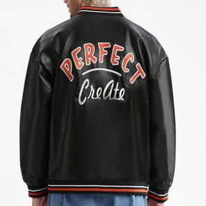 Fashionable Trend High Street Solid Color Men's Leather Jacket Causal Wear Multi Color Custom Logo Designer Men's Biker Leather - Product Image 3