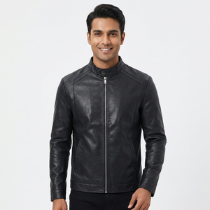 OEM Customized Genuine Cowhide <b>Men</b> <b>Leather</b> <b>Jackets</b> Winter <b>Men</b> Casual Zipper Plain Color <b>Leather</b> <b>Jacket</b> for <b>men</b> - Product Image 1