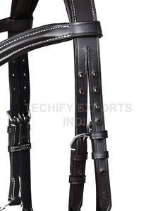 Brida de cuero inglés premium para caballo con narquileras acolchadas de piel de oveja |   Cabezada Anatómica |   Equipo de Equitación Acolchado Suave MS - Product Image 3