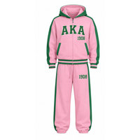 Ensemble de survêtement unisexe Alpha Kapa Alpha hiver rose à capuche, décontracté, manches longues, sweat-shirt et pantalon, logo arrière, imprimé lettres unies 1908