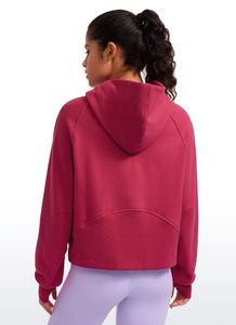 Sudadera con Capucha para Mujer, Color Sólido, Corta, Manga Larga, Tejida, Transpirable, Mezcla de Algodón y Spandex, para Otoño - Product Image 2