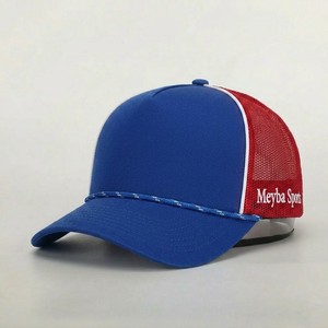 Casquette de baseball MEYBA SPORTS Premium bleue et rouge en maille, ajustable, à 6 panneaux, respirante, unisexe, pour l'extérieur - Product Image 1