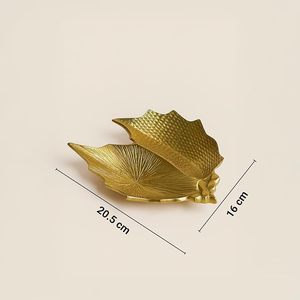 Plateau de service décoratif en aluminium en forme de feuille dorée pour fruits secs, plateau à collation, décoration d'intérieur, cadeau - Product Image 2