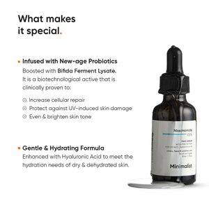 Suero minimalista con niacinamida al 5% y ácido hialurónico que reduce las manchas oscuras y controla la grasa, para todo tipo de piel, 1 oz (30 ml) - Product Image 2