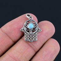 Collier pour femme en argent sterling 925 avec pendentif fin serti clos, fait main, certifié par un tiers, design avec pierre précieuse Larimar