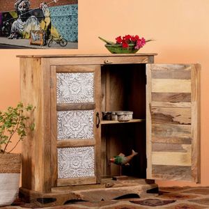 Mueble de Almacenamiento de Madera Maciza Hecho a Mano, Gran Capacidad, Puertas Talladas, para Sala de Estar o Dormitorio, Mueble Lateral de Madera Independiente - Product Image 3