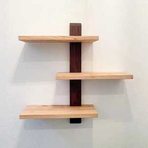 Modern Dual Tone Wooden Adjustable Floating <b>Wall</b> <b>Shelf</b> Single Tier Vertical <b>Mounted</b> Flexible Storage Flower Pot Rack - Product Image 5
