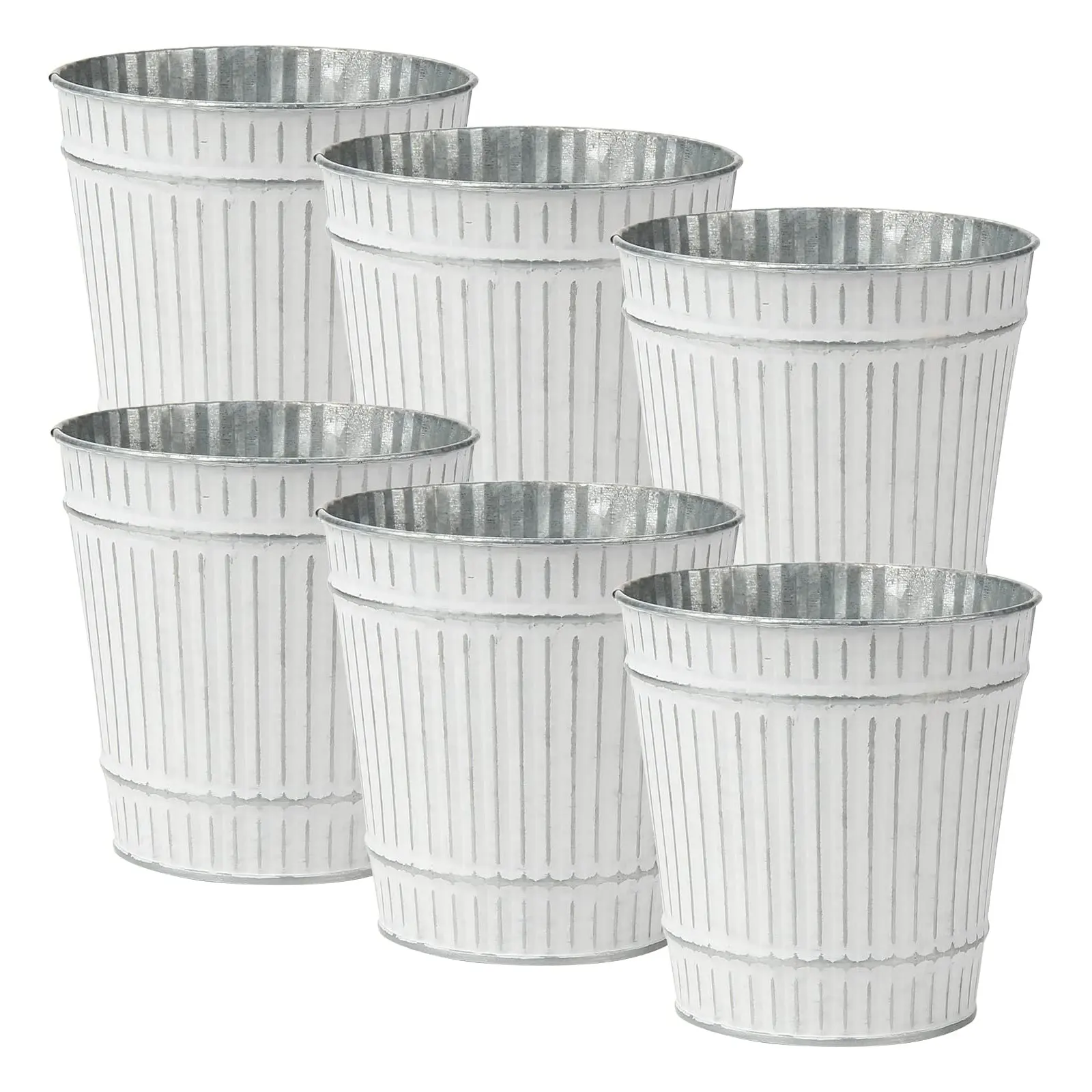 White wash garden flower bucket premium quality metal flower pots and garden buckets
