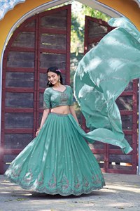 Women Heavy Embroidered Bridal Lehenga Choli Dupatta Designer Wedding Party Wear Indian Traditional Lehenga Set Quick Dry - Product Image 3