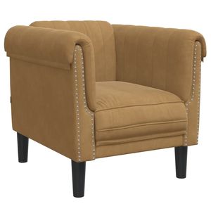 Solid Wood <b>Medium</b> Living Room Set in <b>Brown</b> Velvet Plywood Elegant <b>Brown</b> Velvet Sofa Set - Product Image 4