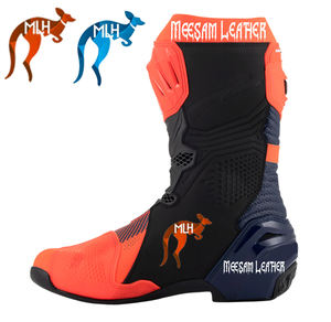 Botas de Motociclismo de Cuero de Diseño Exclusivo para Hombre, Forro de Malla de Primera Calidad, Estilo de Carreras, Ventiladas, Blancas - Product Image 1