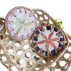 Posavasos Decorativo Hecho a Mano con Mosaico de Conchas de Nácar para Decoración de Hogares Costeros y Resorts - Product Image 4