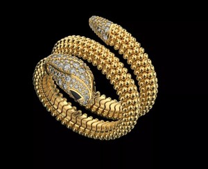Stunning 925 Silver <b>Gold</b> Plated Snake <b>Ring</b> Serpent Wrap Design Sparkling CZ Women Party Wear <b>Ring</b> - Product Image 2